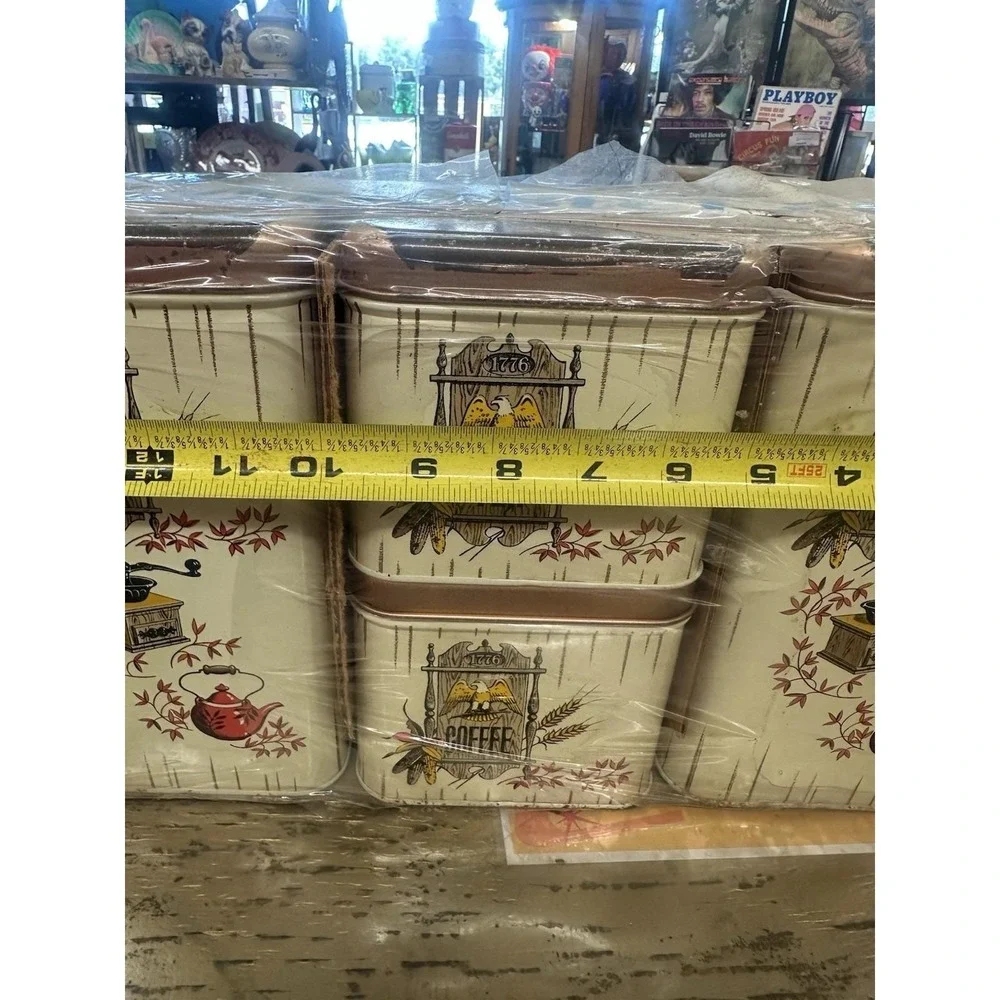NEW Vintage Retro 1970s CheinCo Kitchen Canister Tin Set Of 4